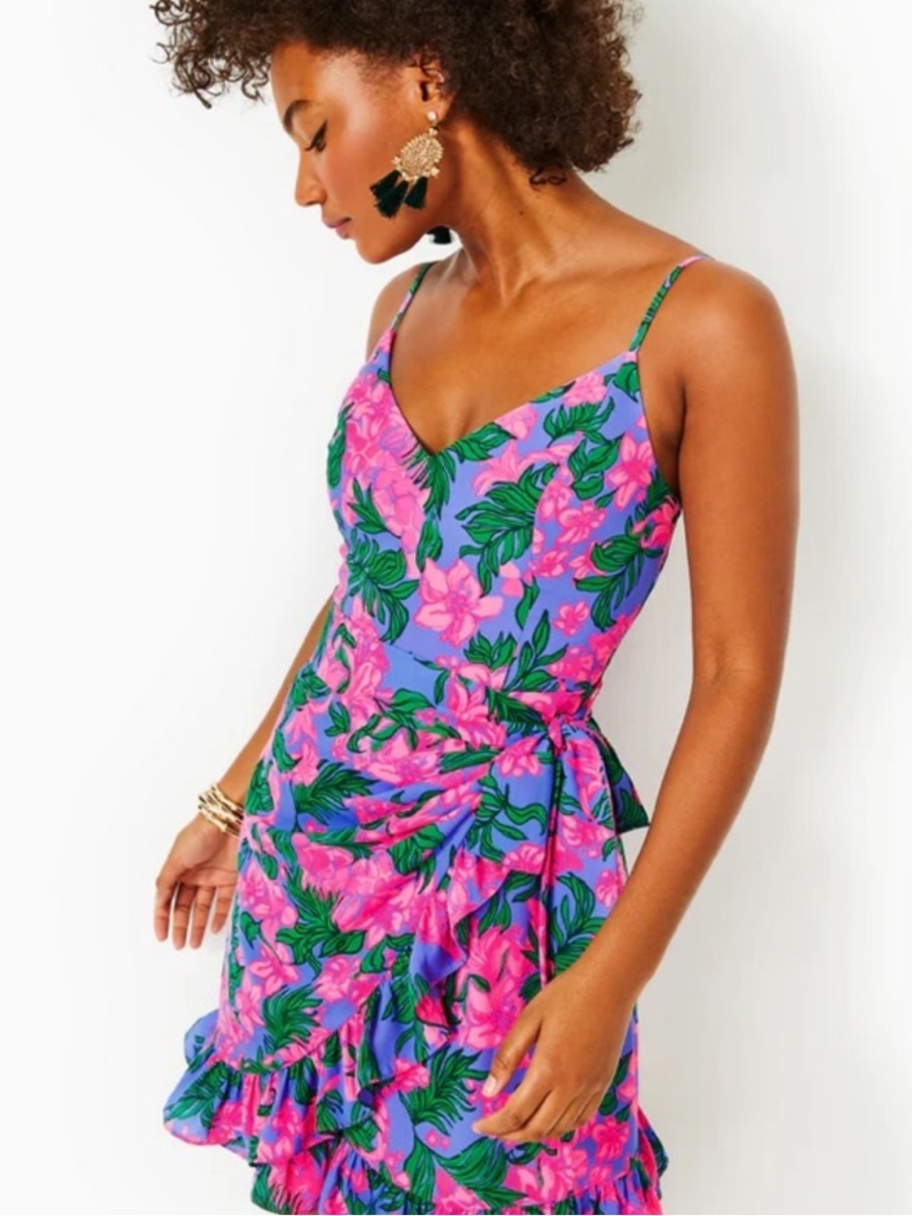 NWT Lilly Pulitzer Alisa Wrap Dress in Cerise Pink Safari Sunset